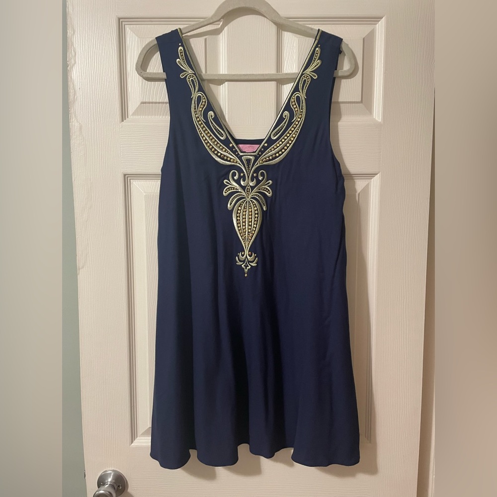 Lilly Pulitzer Navy Owen Trapeze Dress